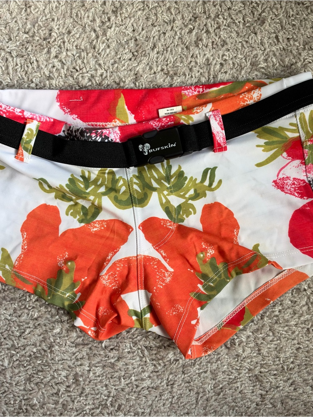 Rufskin Floral Orange & Green Men’s Square Cut Swim Trunks